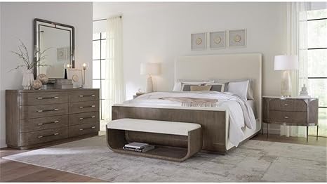 Hooker Furniture Modern Mood King Fabric Upholstered Panel Bed in Brown