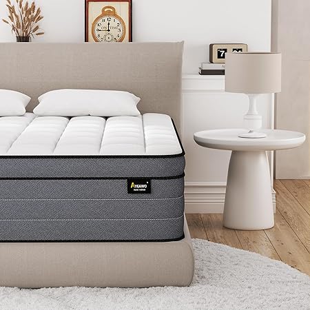 Queen Mattress 14 Inch - Hybrid Queen Size Mattresses with Gel Memory Foam- Deep Sleep Bed in a Box Pain Relief - Fiberglass Free&Medium Firm Feel