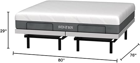Sven & Son Platinum Adjustable Bed Base Frame + 14 inch Hybrid Spring Matt (Medium Soft), Lumbar Support, Head-Pillow-Tilt, Massage, Under-Bed Lights, USB - King