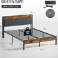Queen Bed Frame with Headboard, Metal Platform Bed with Smart LED Lights and USB Charging Station, Easy Assembly, No Box Spring Needed