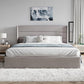 SHA CERLIN Queen Size Lift Up Storage Bed/Modern Wingback Headboard/Upholstered Platform Bed Frame/Hydraulic Storage/No Box Spring Needed/Wood Slats Support/Light Beige