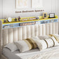 EnHomee Queen Bed Frame with 3 Storage Drawers, Platform Bed Frame and 2-Tier Storage Headboard, Mattress Foundation with Wooden Slats Support, No Box Spring Needed, Beige